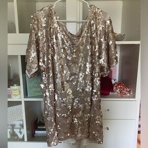 Free People Gold Sequin T-Shirt Mini Dress